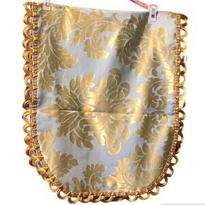 Farmhouse Table Runner Reversible Gimp Trim Mantle Dresser Scarf Foil Print